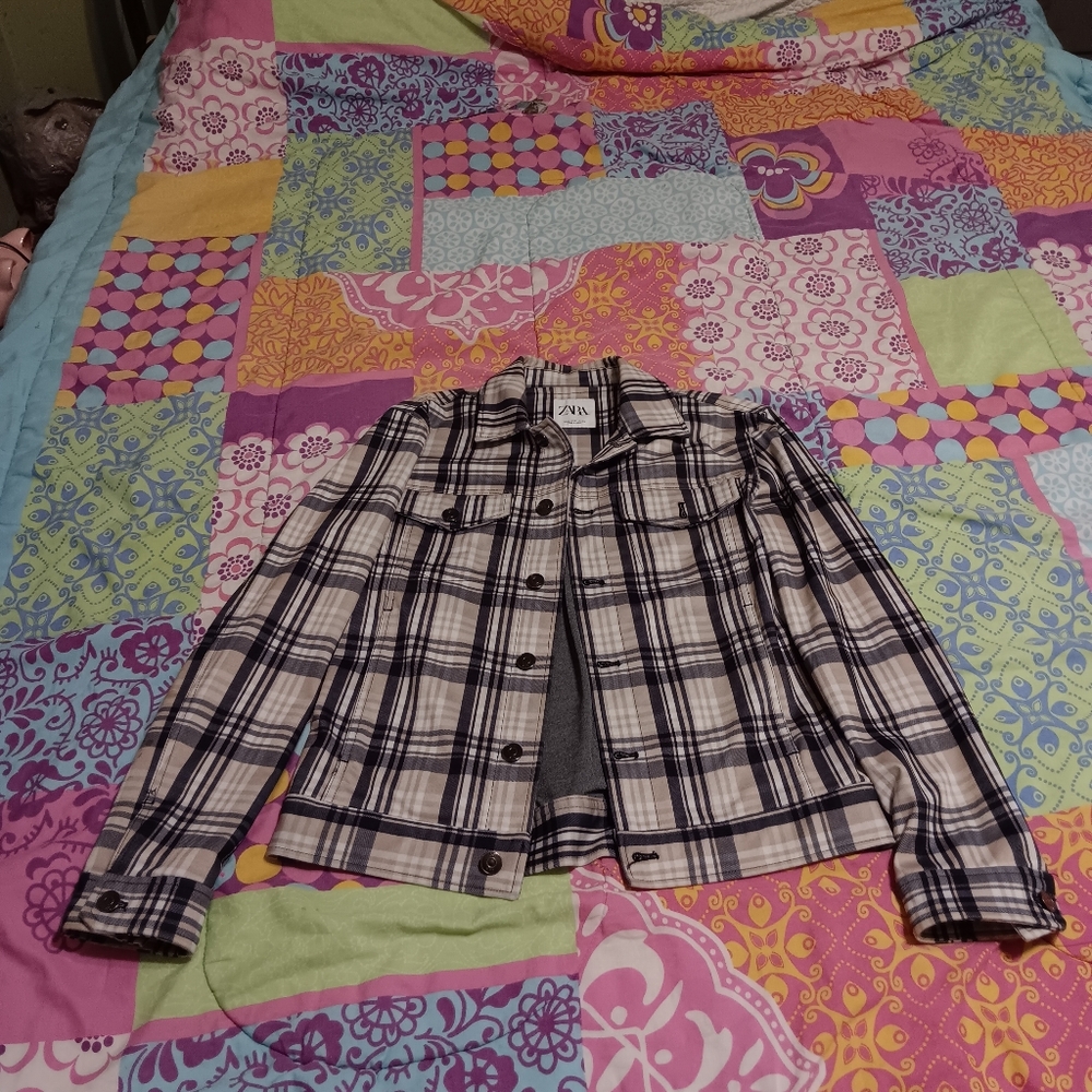 Zara 🧸 plaid button-down coat S